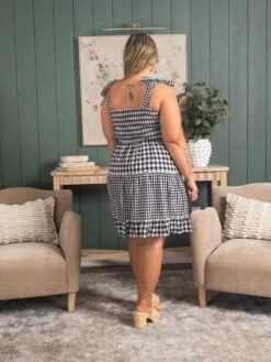 Smocked Gingham Print Dress W/ Tie Straps | S-3X 7 Smocked Gingham Print Dress W/ Tie Straps | S-3X -Dress Delight 0652f926902125311706968164f5aa40