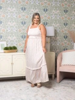 Lace Frilly Strap Shirred Floral Maxi Dress | S - XL -Dress Delight 10056c0a38ef79cf4d12f6bdc6b5d281