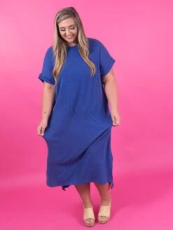 Short Sleeve Round Neck Ribbed Midi Dress | S - 2X -Dress Delight 11d5a8d84c62c6f01fc521cf88eadd77