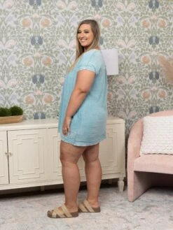 Zenana Washed Double Gauze Raw Edge V-Neck Dress | S - XL -Dress Delight 15c771743393d5900f5c1f2e1adc06e3