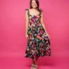 Floral Print Square Neck Sleeveless Midi Dress | S - L Essentials