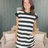 Stripe Sleeveless Mini Dress W/ Pockets | S-L