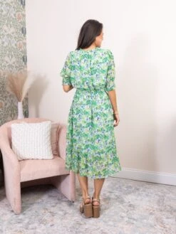 Floral Woven Short Sleeve Midi Dress | S - 3X -Dress Delight 27f335fe524a56adccd4e0e7410fc7bb