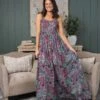 Printed Chiffon Smocked Top Lined Maxi Dress | S - L