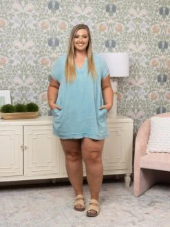 Zenana Washed Double Gauze Raw Edge V-Neck Dress | S - XL -Dress Delight 2c5eed5cd8fed9b52c60bf397589fa7a