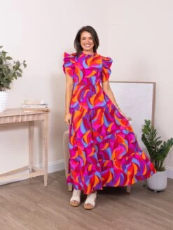 Abstract Print High Tiered Maxi Dress | S-XL -Dress Delight 2eb5d68d0004c798f563edeab5a30ae7