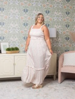 Lace Frilly Strap Shirred Floral Maxi Dress | S - XL -Dress Delight 2fc658820c0cee49070923b8272d45bd