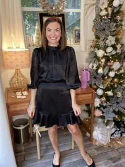 Ruffle Hem Tiered Satin Dress W/ High Neck | S-L -Dress Delight 30Pn1sm6cXQgFwUwyKBCkPlPkbaAafJwL2FxrKpP