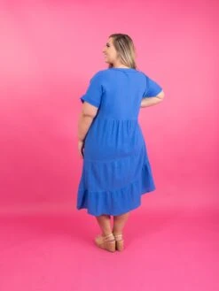 Short Sleeve Frayed Detail Soft Crinkle Gauze Midi Dress | S-3X -Dress Delight 366736c9188c44bb51ed0eb8191eeefd