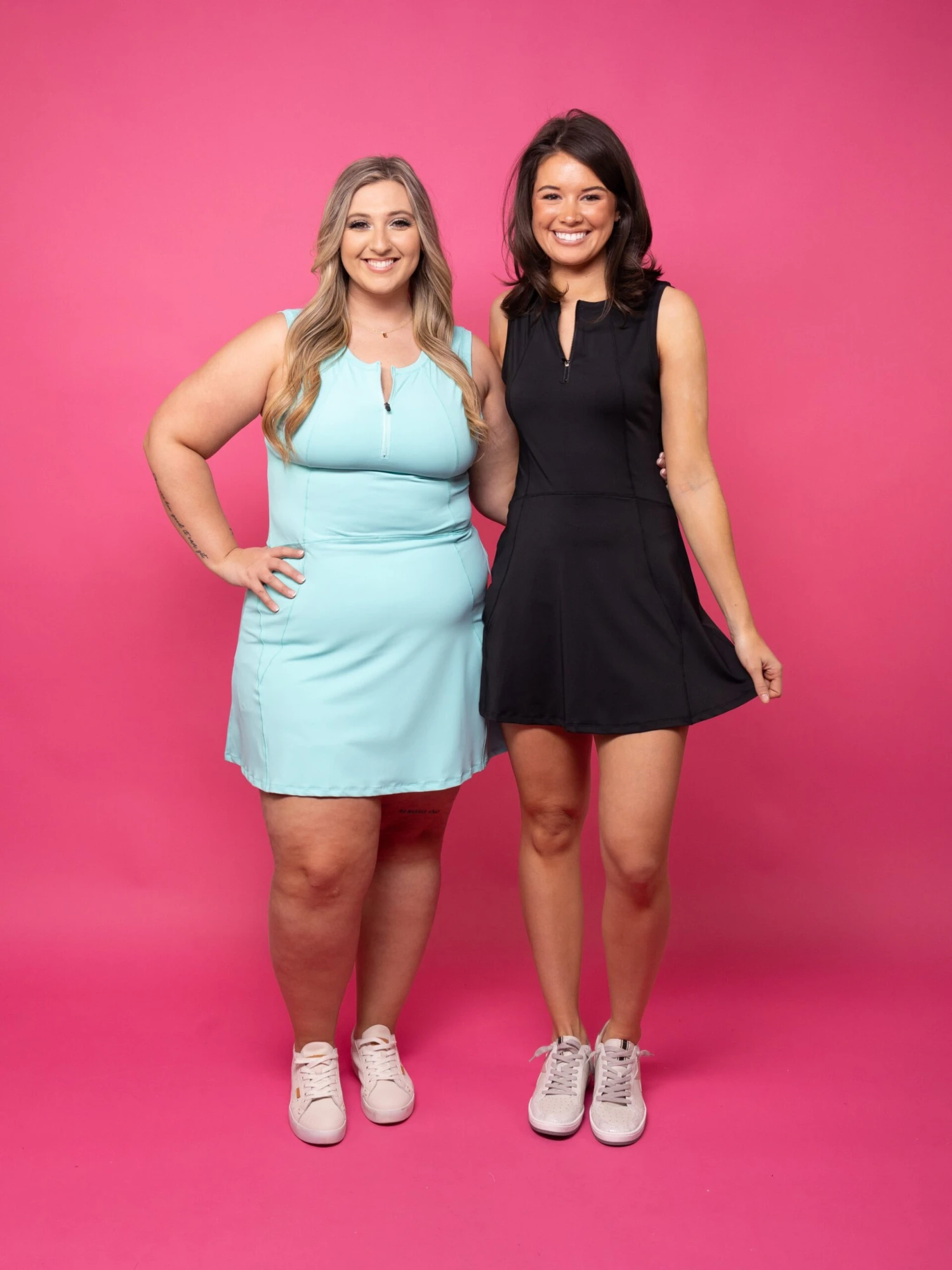 Sleeveless 1/4 Zip Solid Sports Dress W/ Built-In Shorts | S - 3X 1 Sleeveless 1/4 Zip Solid Sports Dress W/ Built-In Shorts | S - 3X