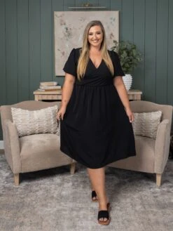 Solid Dress V-Neck W/Ruffled Sleeves | S-L 9 Solid Dress V-Neck W/Ruffled Sleeves | S-L -Dress Delight 483bc5166d658034efe7256d59574baf