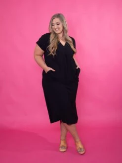 STACCATO Airflow V-Neck Short Sleeve Midi Dress | S - XL -Dress Delight 4W8LOIFVPn8WcKVxayFRHcdwNb1kndT41X41SbF6