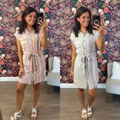 Striped Shirt Dress | S-L