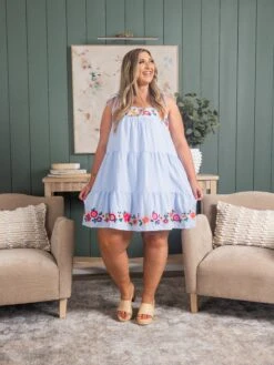 Spaghetti Strap Embroidered Dress | S - 3X -Dress Delight 4f8e025c3d3f07c6459a89b4828b3028