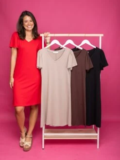 Zenana Brushed DTY Microfiber Ruffle Sleeve Dress | S-XL