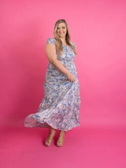 Paisley Print Square Neck Short Sleeve Maxi Dress | S - XL -Dress Delight 6021b82885c18a1b2398bbc1c9e36410