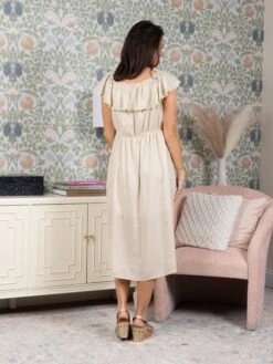 Ruffle Sleeve Cotton Linen Dress | S - L -Dress Delight 63be56b2e4528db689fe1b4206b8f19a