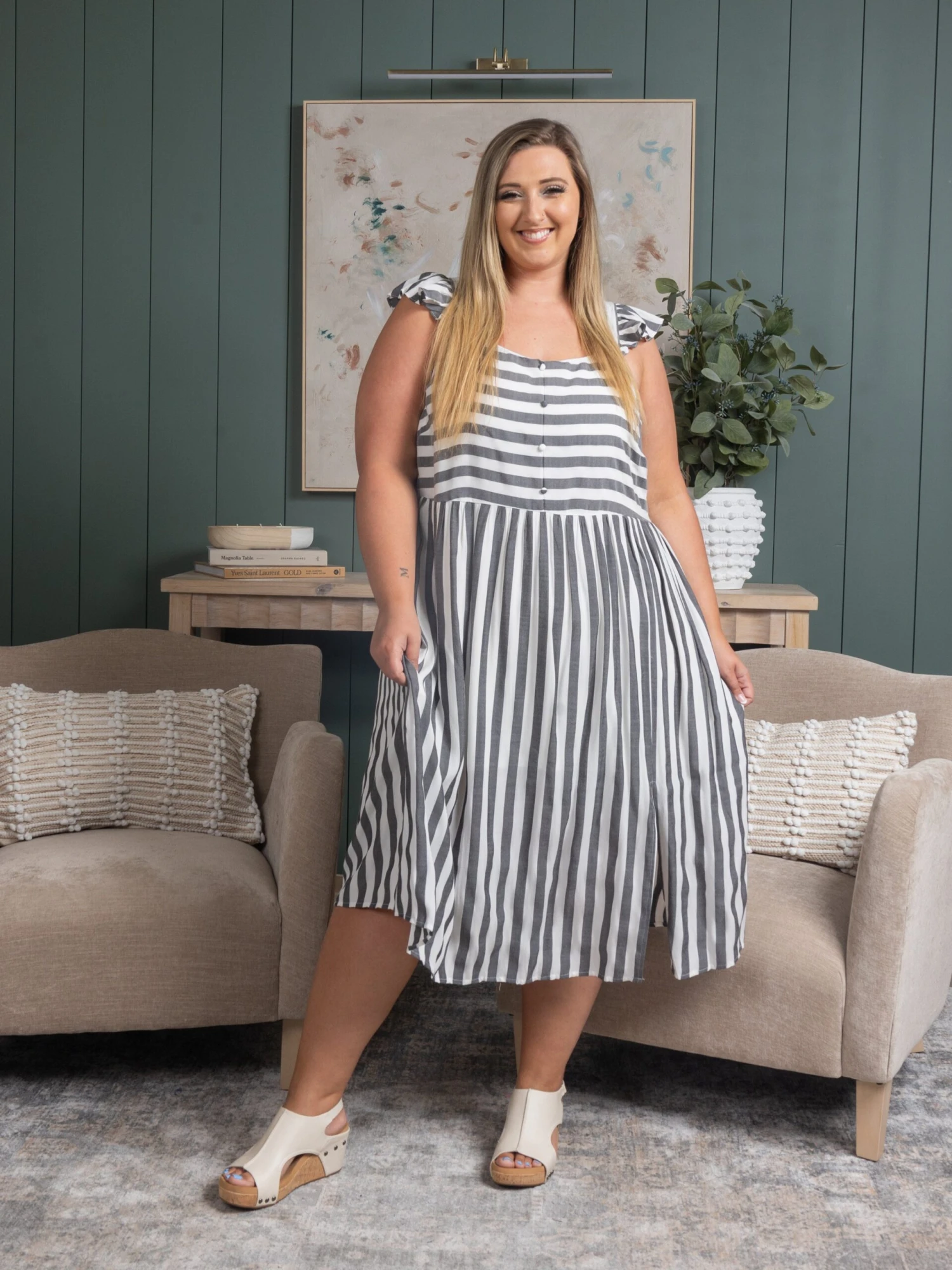 Striped Midi Dress | S-3X 1 Striped Midi Dress | S-3X