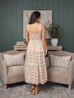 Printed Square Neck Tiered Sleeveless Midi Dress | S - L -Dress Delight 72380fab9ac0f1f572fffb321f576a38