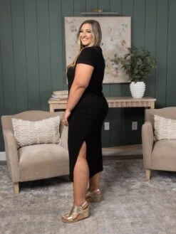 Short Sleeve Dress W/ Side Slit | S-3X 8 Short Sleeve Dress W/ Side Slit | S-3X -Dress Delight 7425ee0a86af1e7cfec396e8b354ffd1