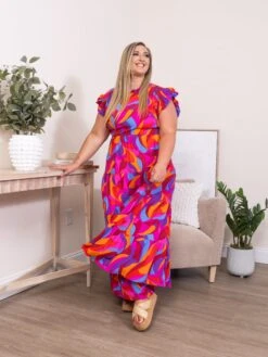 Abstract Print High Tiered Maxi Dress | S-XL -Dress Delight 8249a24d3b1c4f779a80d9c95aabecdd