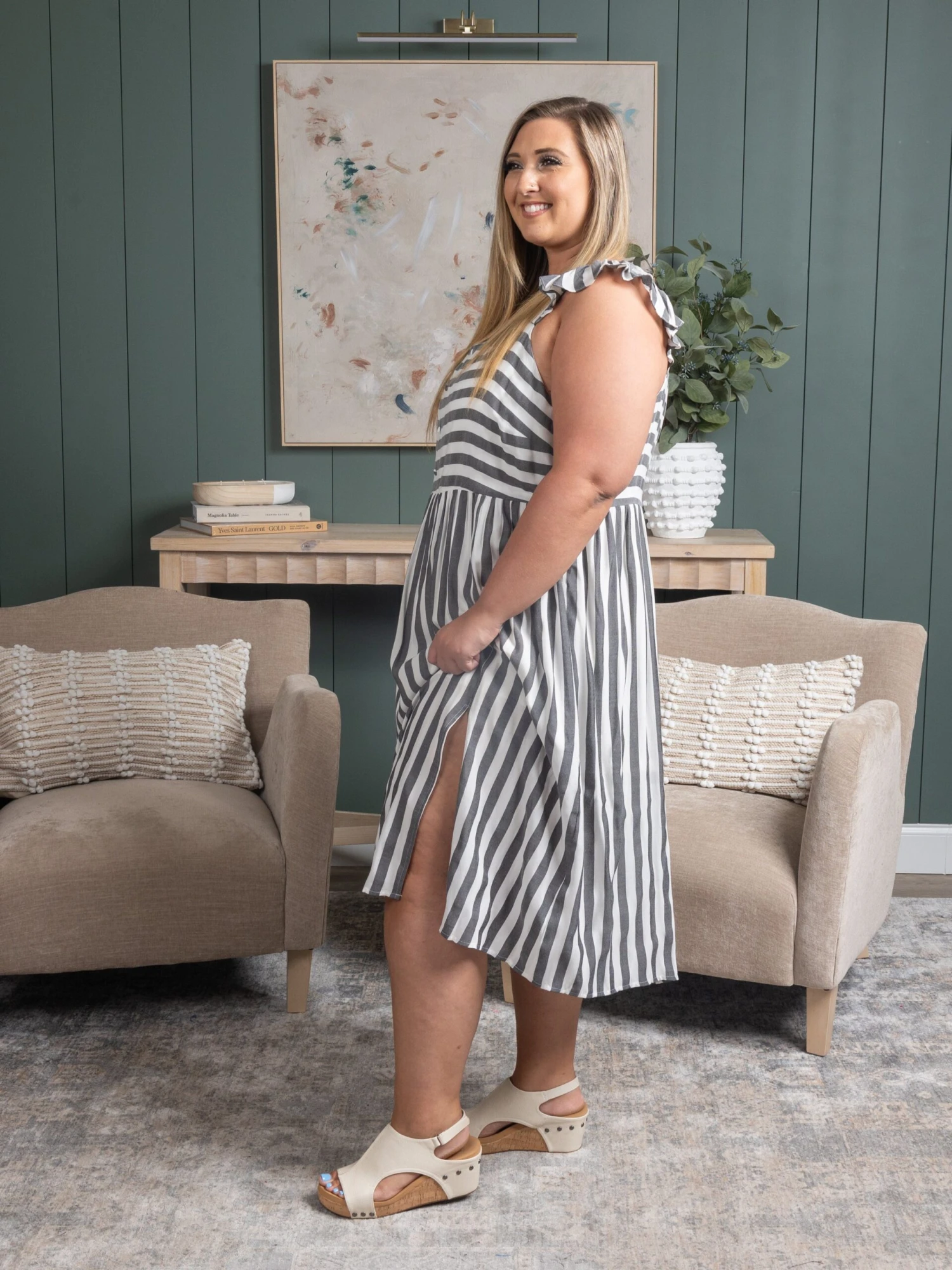 Striped Midi Dress | S-3X 2 Striped Midi Dress | S-3X - Image 2