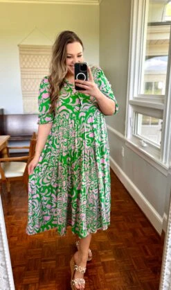 Abstract Print 3/4 Sleeve Tiered Midi Dress | S - 3X -Dress Delight 8f45e70f04f4d1cb525f5df30eb37c58