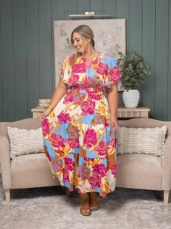 Floral Tiered V-Neck Ruffle Short Sleeves Midi Dress | S-3XL -Dress Delight 939ccc7a11ac3f3e8781ce71a170b127