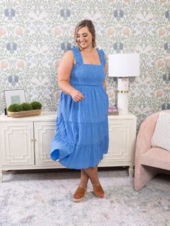 Jacquard Checker Smocking Tiered Midi Dress | S - 3XL -Dress Delight 9a798ffa0b7c4cc18bab6584e37e973d