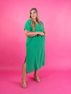 Airflow V-Neck Short Sleeve Maxi Dress W/ Slits | S - XL -Dress Delight 9ff8eaf664bff30f83e0b644d2f9013a