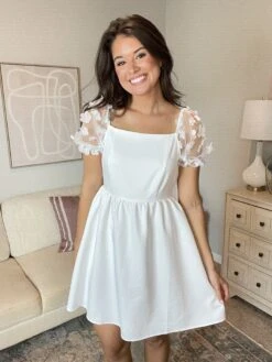 Fluffy Floral Puffed Sleeves Dress | S - 3X