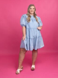Washed Denim Button Up Mini Dress W/ Short Puff Sleeves | S-3X -Dress Delight Cez0Bh1cls2CbHp5nABCTcwTH6SkDgqbdZ8YhKTG