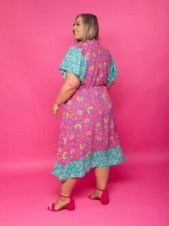 Mock Neck Floral Colorblock Short Sleeve Midi Dress | S - 3XL -Dress Delight LA3iJnQ7yE0UULY2MLdoX8KBEyUka4hij8BGCVtO