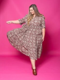 Floral Print 3/4 Sleeve Woven Collared Maxi Dress | S - 3XL -Dress Delight LGWyxUzICR7omoyl8QMMoHCbgdMlfDd6nXqtYCif