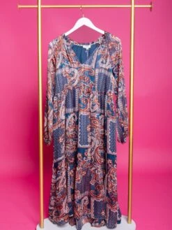 Mixed Print V-Neck Long Sleeve Maxi Dress | S - L -Dress Delight Nz8Rl8MjsPyUXf1rxto1HRfuP0zGX4UuCUkugBdr