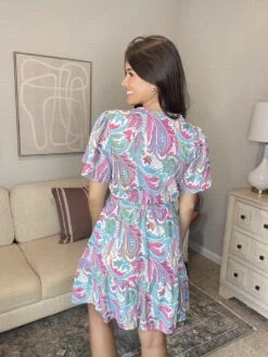 Paisley Print V-Neck Smocked Waist Dress | S - 3X -Dress Delight PPKlUkwNwnD0gngpew4Qny7lmktEVUt9UkFGlYtV