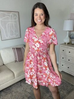 Floral Print Mini Lined Dress | S - L - *Final Sale*