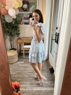 Floral V-Neck Mini Lined Dress | S - L