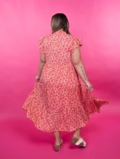 Flutter Sleeve Button Up V-Neck Floral Print Dress | S - 2X -Dress Delight UJ6sXnmrJ4MM1lIIVhYiDOGE2NbG7jMZqOk8aweP