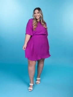 Flutter Sleeve Pleated Dress | S - 3XL