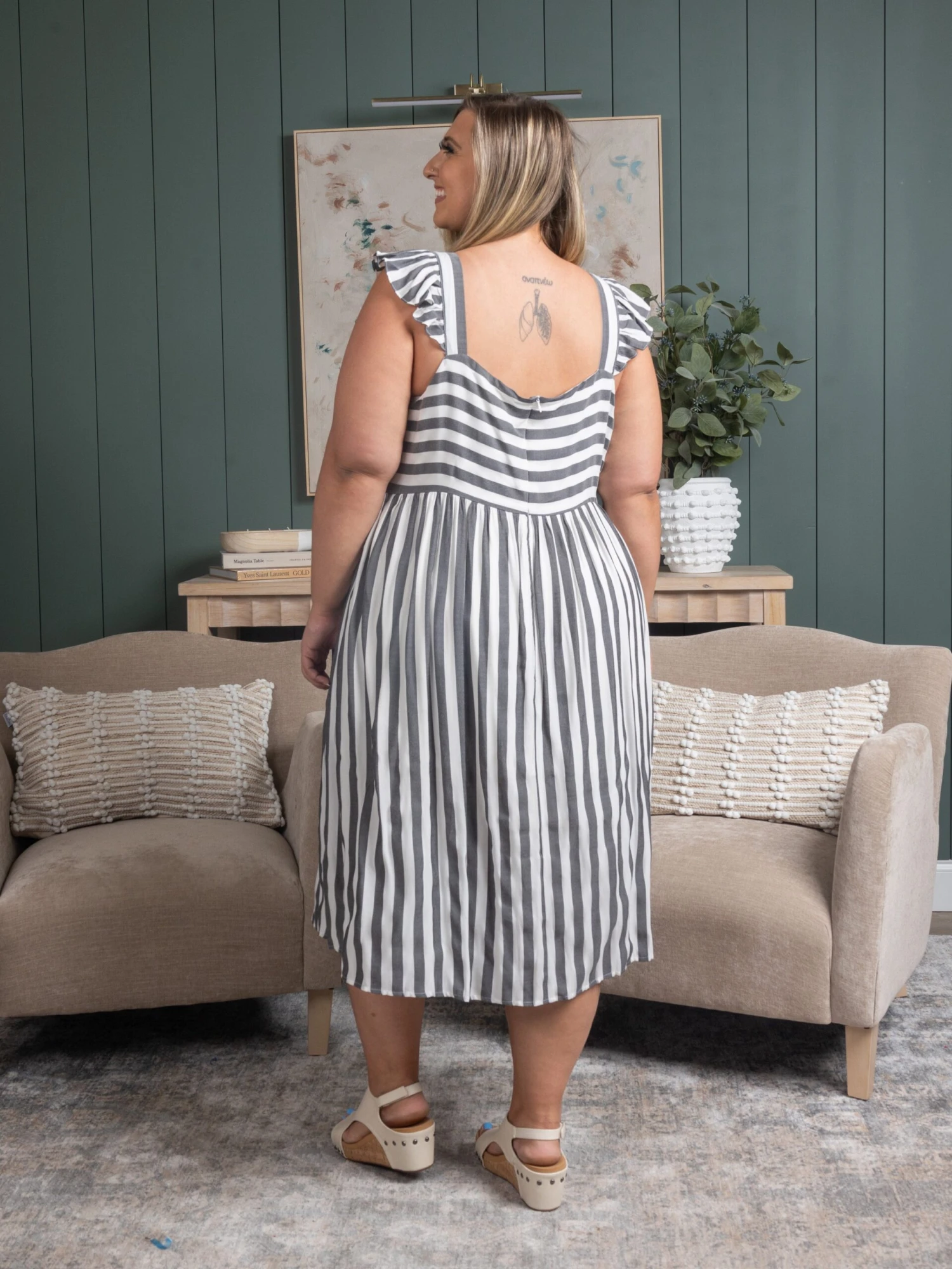 Striped Midi Dress | S-3X 3 Striped Midi Dress | S-3X - Image 3