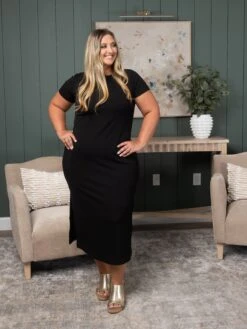 Short Sleeve Dress W/ Side Slit | S-3X 11 Short Sleeve Dress W/ Side Slit | S-3X -Dress Delight ac14a821a8d6297db6de3687af4ee858