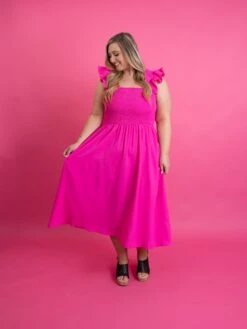 Smocked Bodice Square Neck Midi Dress W/ Ruffle Sleeves | S-3X 12 Smocked Bodice Square Neck Midi Dress W/ Ruffle Sleeves | S-3X -Dress Delight b01cc5d4ac7d122063b54e4fb082ad86