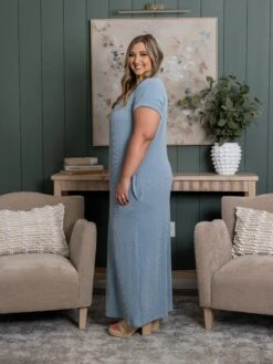 Ribbed V Neck Midi Dress | S-3X -Dress Delight b4ec4e3dd62b2d0095bcb00a58bc22e0