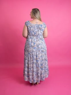 Paisley Print Square Neck Short Sleeve Maxi Dress | S - XL -Dress Delight cc09a6be749b84f0f5a8fd86058575e4