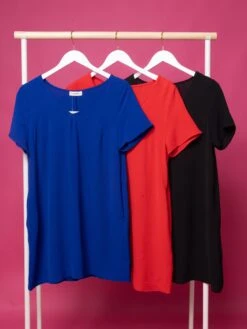 Solid Short Sleeve V-Neck Mini Dress | S-L Americana