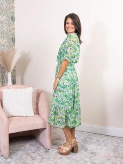 Floral Woven Short Sleeve Midi Dress | S - 3X -Dress Delight d411eaaf322028ccf1d3c4279a0fa271