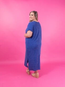 Short Sleeve Round Neck Ribbed Midi Dress | S - 2X -Dress Delight d47be9f7f5190c42f21fe9e8c0ead47b