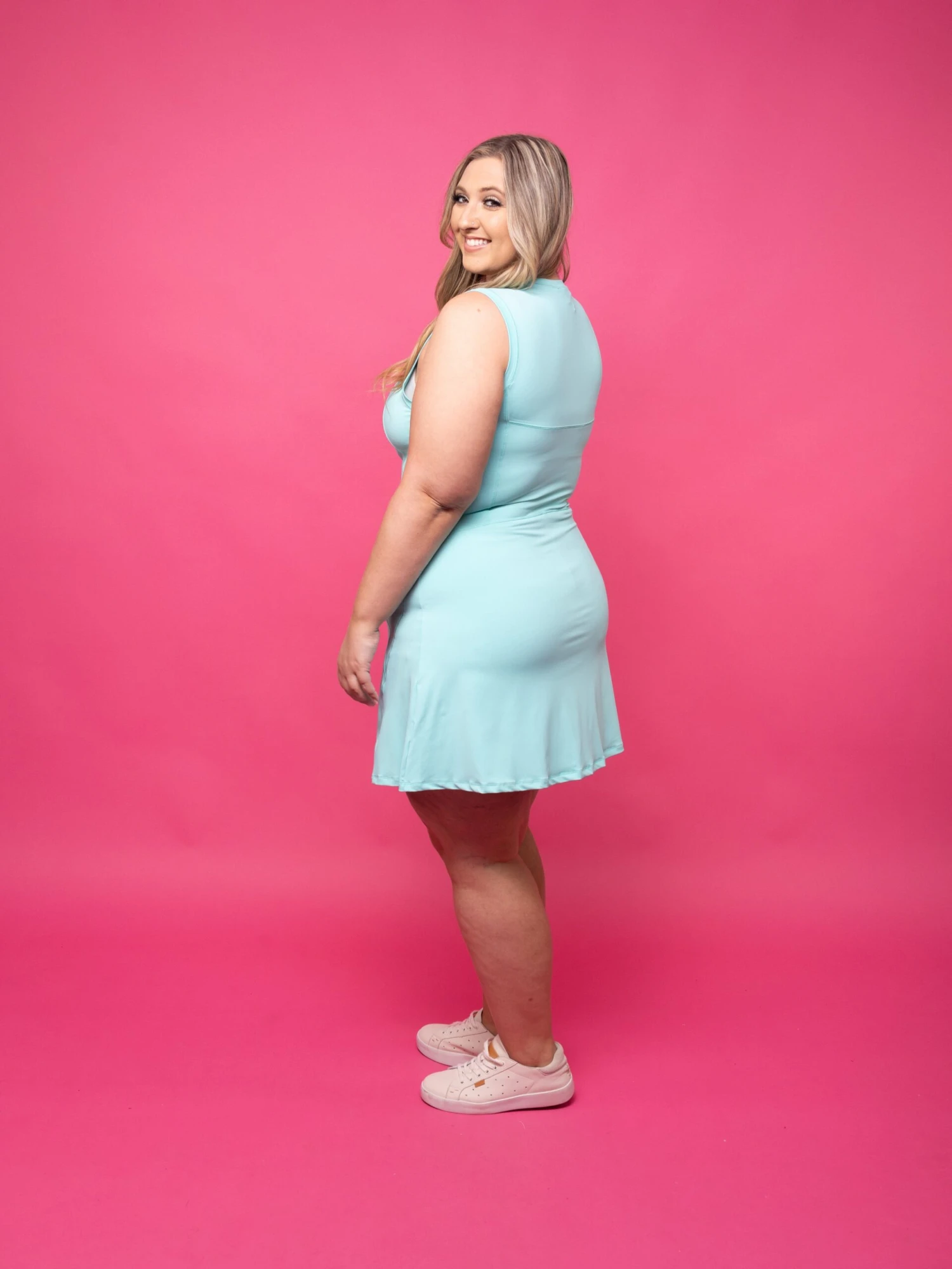 Sleeveless 1/4 Zip Solid Sports Dress W/ Built-In Shorts | S - 3X 3 Sleeveless 1/4 Zip Solid Sports Dress W/ Built-In Shorts | S - 3X - Image 3