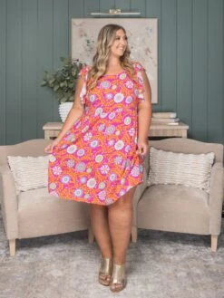 Floral Short Sleeve Mini Dress | S-3X